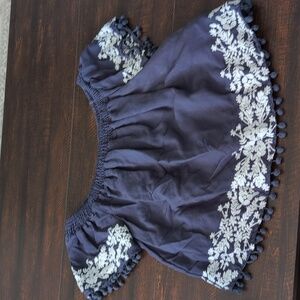 Blue Rain Embroidered Smocked Top